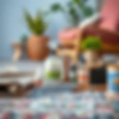 A maintenance kit with tools and products specifically for outdoor rug care.