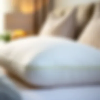 Close-up view of a memory foam pillow demonstrating contouring ability