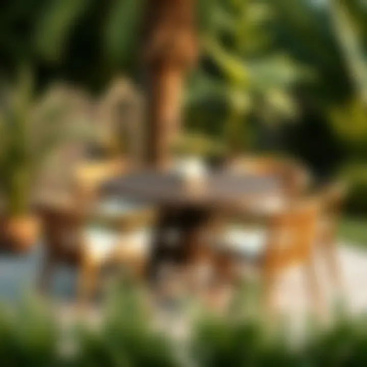 Elegant Round Patio Table Set Elegant round patio table set in a garden