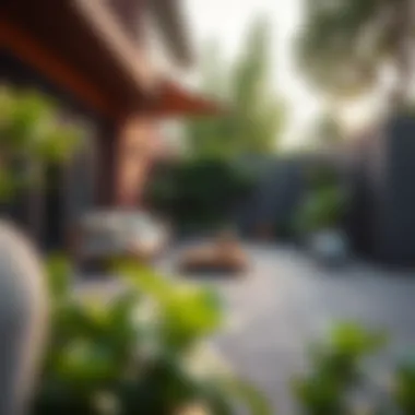 Versatile interlocking tiles arranged in a patio space