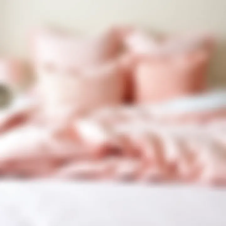 Trendy pale pink bedding set showcasing various patterns