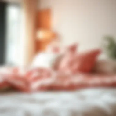 Sustainable bedding materials in pink and white