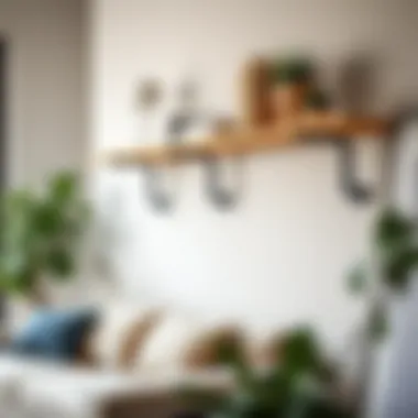 Creative integration of pipe shelf brackets into home decor