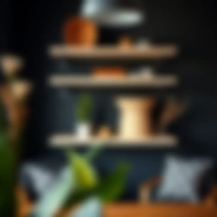 Installation of pipe shelf brackets in a contemporary space