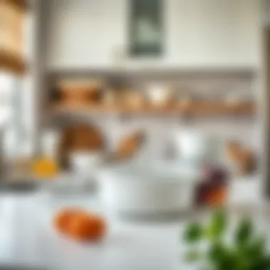 Contemporary Kitchen Organization with Pyrex Well-organized kitchen scene featuring Pyrex storage bowls, highlighting contemporary kitchen aesthetics