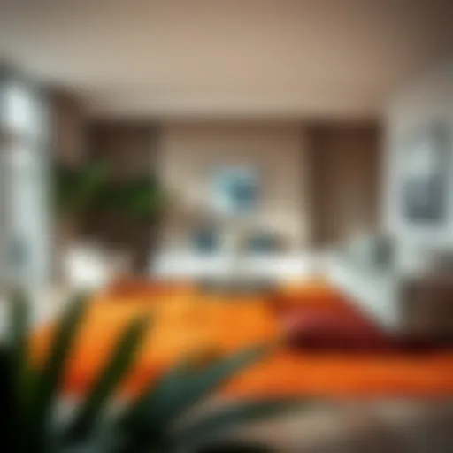 Elegant terracotta area rug in a modern living room