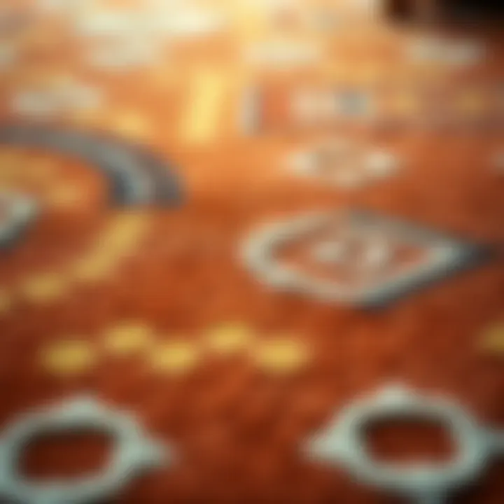 Close-up of intricate patterns in a terracotta rug