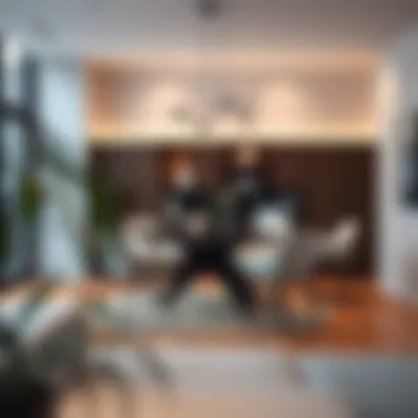 Round dining table in a modern home setting