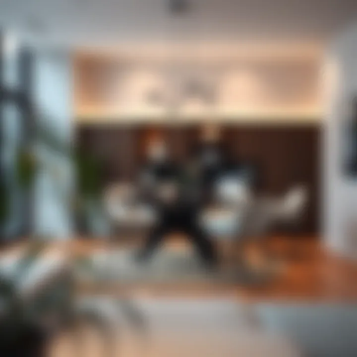 Round dining table in a modern home setting