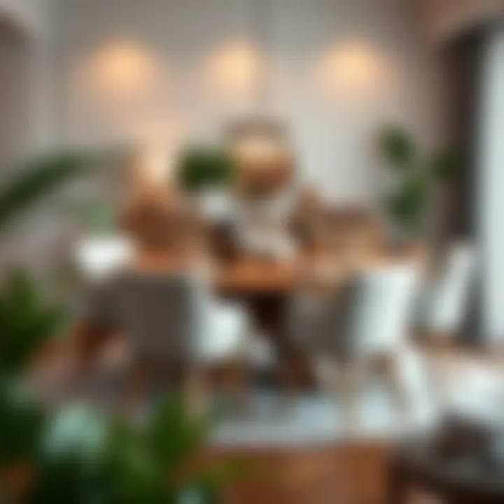 Stylish round dining arrangement with decorative elements