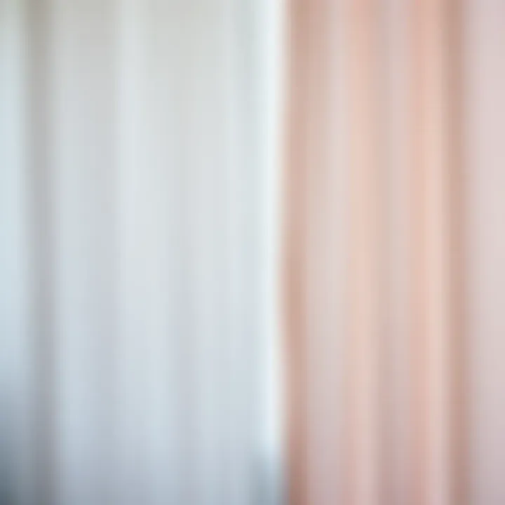 Close-up of fabric texture of sheer ombre curtains