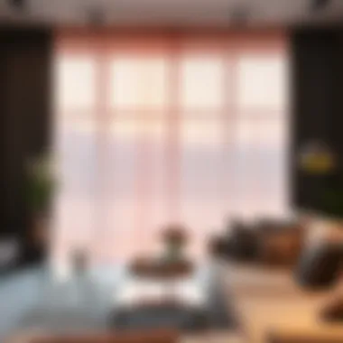 Elegant sheer ombre curtain in a modern living room