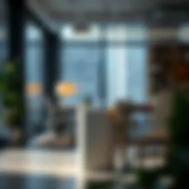 Slim 8-gallon trash can positioned in a chic office space