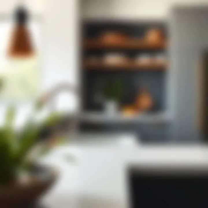 Contemporary kitchen layout featuring a small apron sink