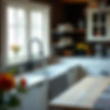 Rustic kitchen featuring a charming small apron sink