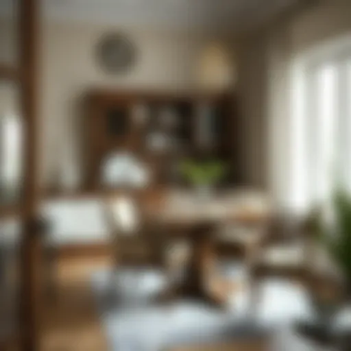 Elegant small bench style dining table in a cozy dining area