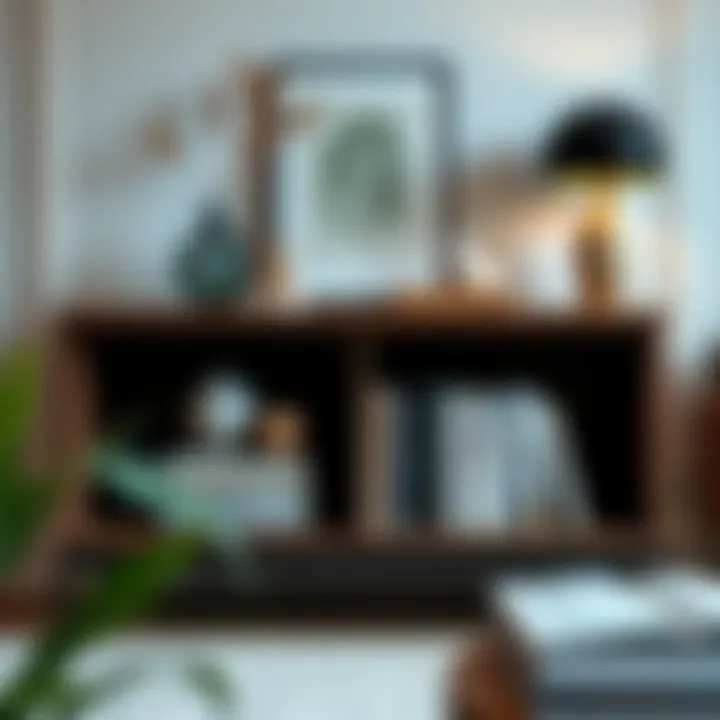 Stylish Small Stand with Decor Stylish small stand showcasing decorative elements and books