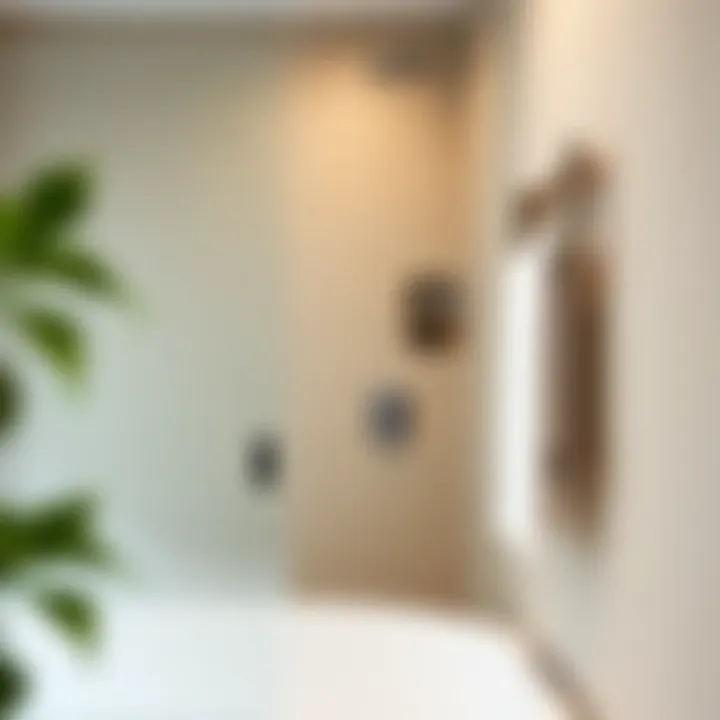 Stylish bathroom with suction towel bar complementing contemporary decor