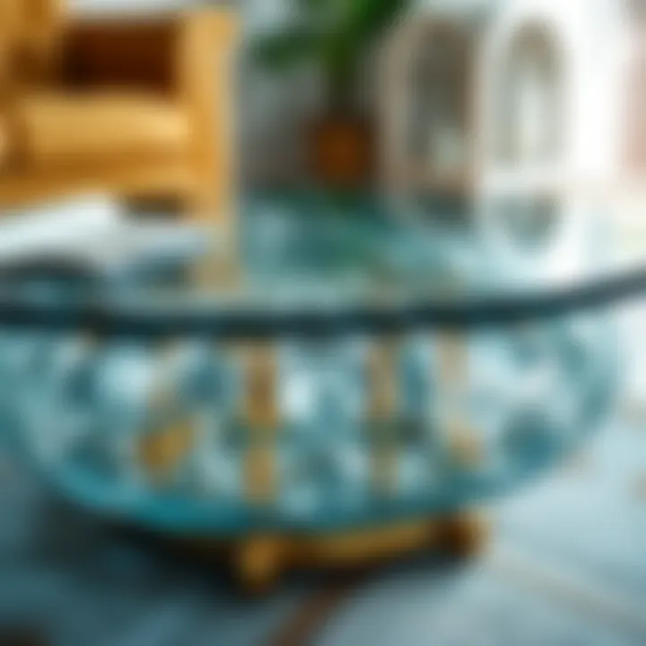 Intricate Glass Design Close-up of the intricate design of a round glass coffee table