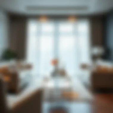 Stylish Living Space with Glass Tables A well-styled living space featuring a three-piece round glass coffee table set