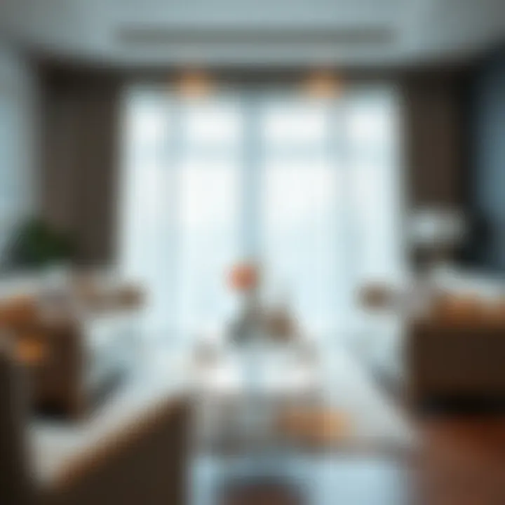 Stylish Living Space with Glass Tables A well-styled living space featuring a three-piece round glass coffee table set