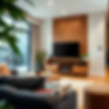 90-Inch TV Console Enhancing Living Space Cozy living room featuring a 90-inch TV console in use