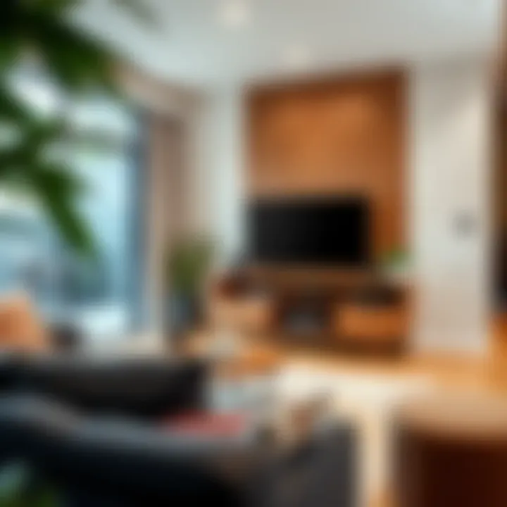 90-Inch TV Console Enhancing Living Space Cozy living room featuring a 90-inch TV console in use