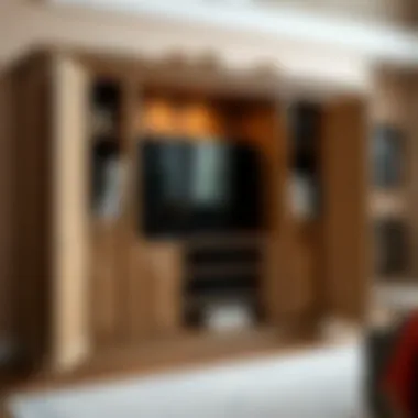 Functional Storage Solutions in 90-Inch Consoles Detailed view of storage options in a 90-inch TV console