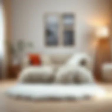 Stylish placement of a fluffy rug enhancing room ambience