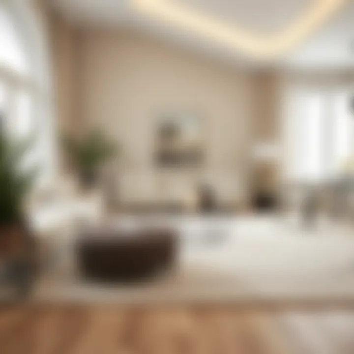 Elegant Cream Beige Rug in Modern Living Room Elegant cream beige rug in a modern living room setting