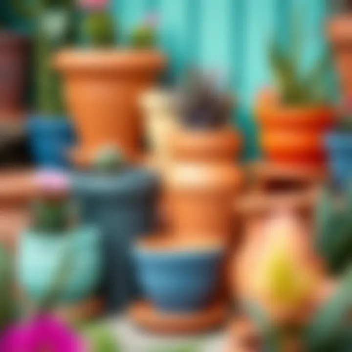 Colorful Terracotta Plant Pots Colorful terracotta plant pots arranged in a vibrant display
