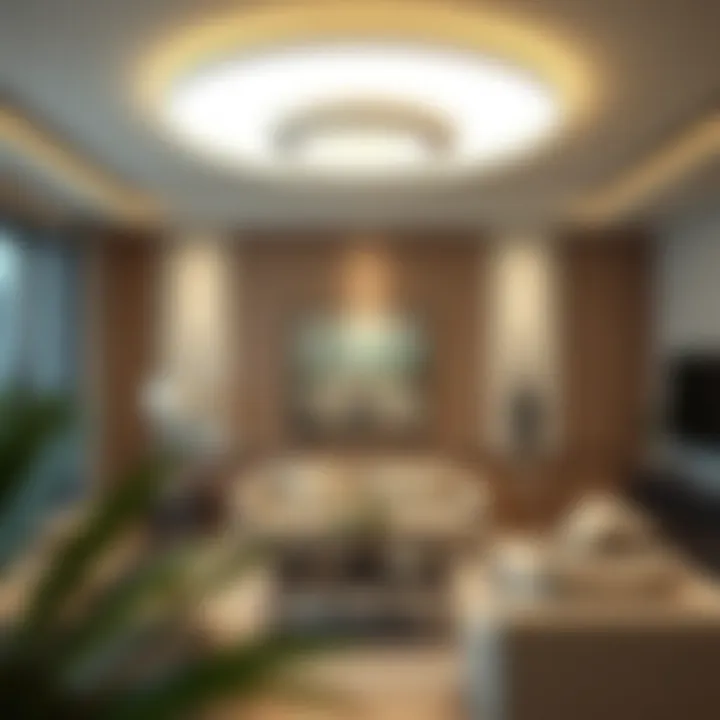 Elegant Design in Modern Interiors Elegant large white ceiling light in modern living room