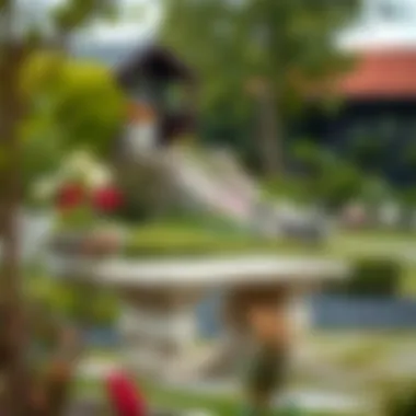 Charming Rustic Stone Garden Bench A rustic low garden bench made from stone, offering a natural look amidst a serene outdoor landscape.