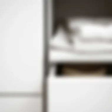 Textures and Materials of White Drawers Close-up of textures and materials used in white bathroom drawers