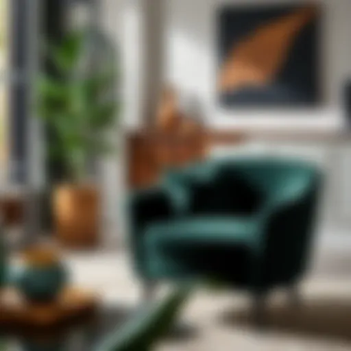 Sophisticated Dark Green Armchair Sophisticated dark green armchair in a modern living room setting