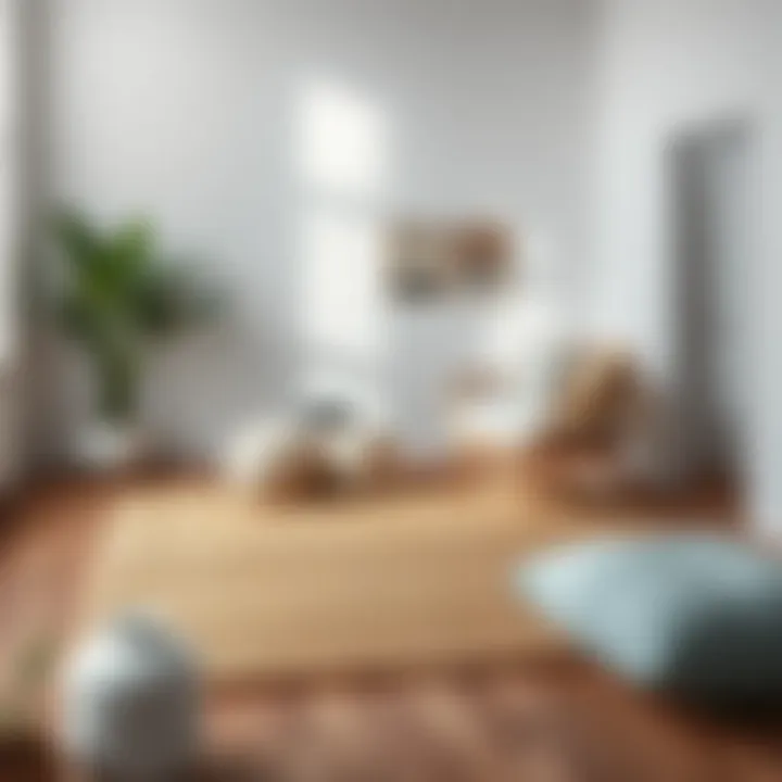 Stylishly arranged jute rug in a minimalist space