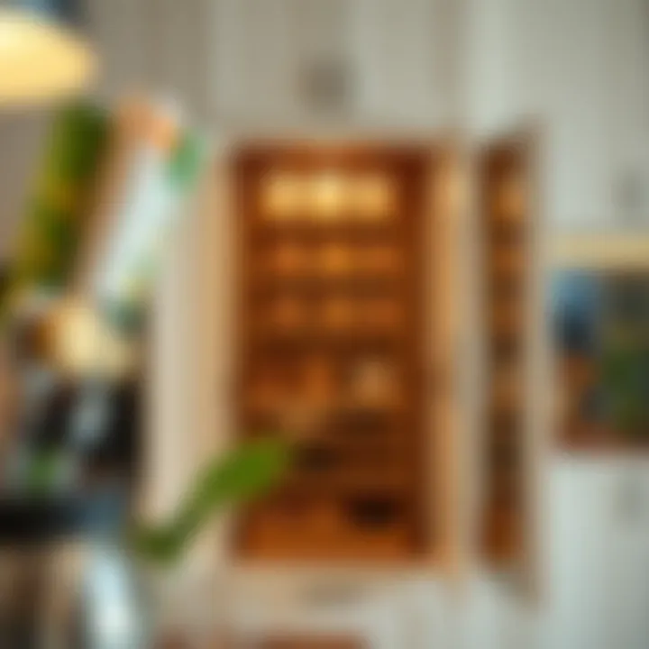 Functional interior of a single door kitchen pantry cabinet