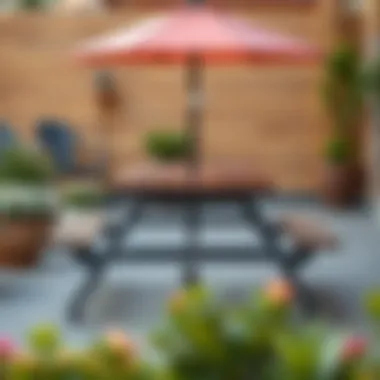 Stylish metal patio picnic table showcasing design versatility