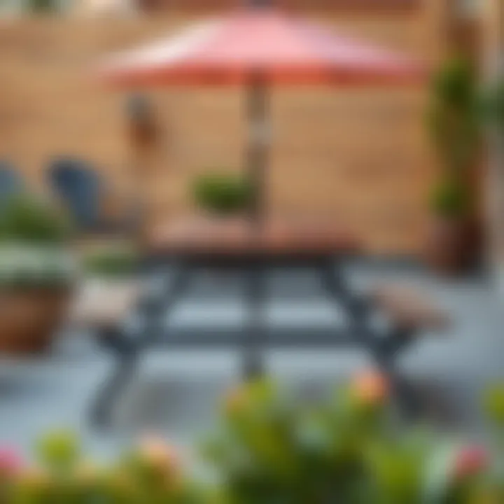 Stylish metal patio picnic table showcasing design versatility