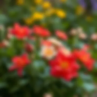 Close-up of high-quality artificial flowers in a garden setting