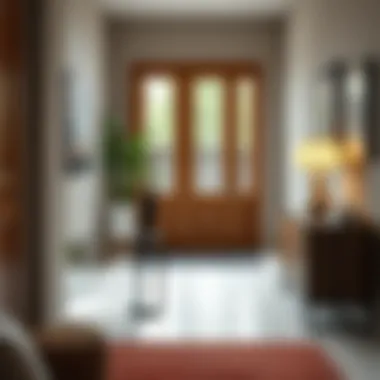 Stylish modern umbrella stand in a contemporary entryway