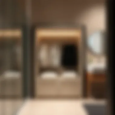 Sleek built-in clothes hamper design in a modern bathroom