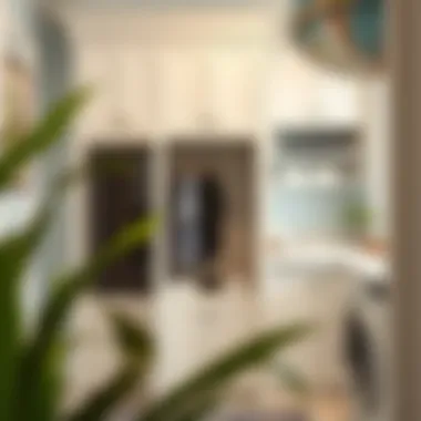 Stylish built-in hamper integrated into a chic laundry room