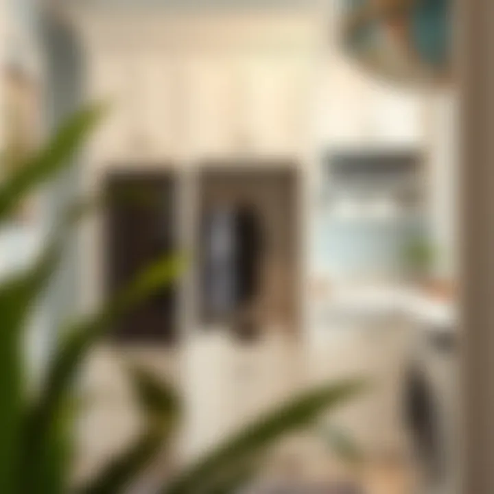 Stylish built-in hamper integrated into a chic laundry room