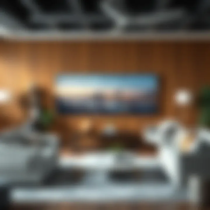 An office environment reflecting professionalism and creativity through horizontal canvas artwork