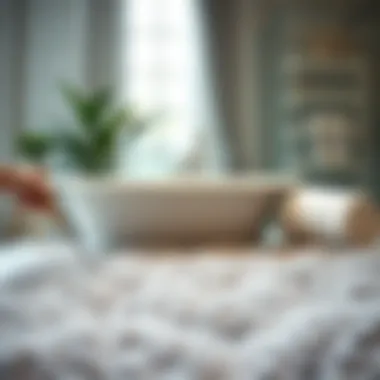 Close-up of a bath rug being cleaned and maintained