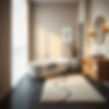 Luxurious bathroom setting featuring a plush bath rug