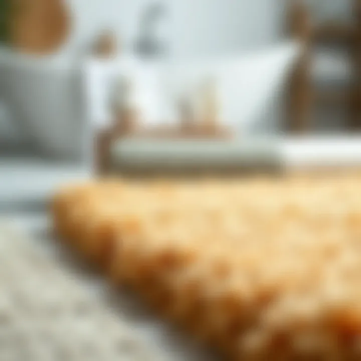 Variety of materials used in bath rugs displayed together