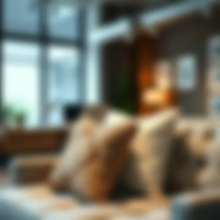 Stylish office setting enhanced with decorative down pillow inserts