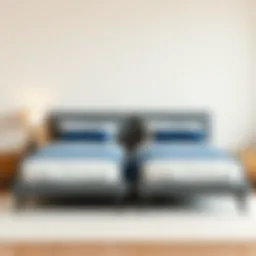 A visual representation of two twin beds positioned side by side to form a larger sleeping area.